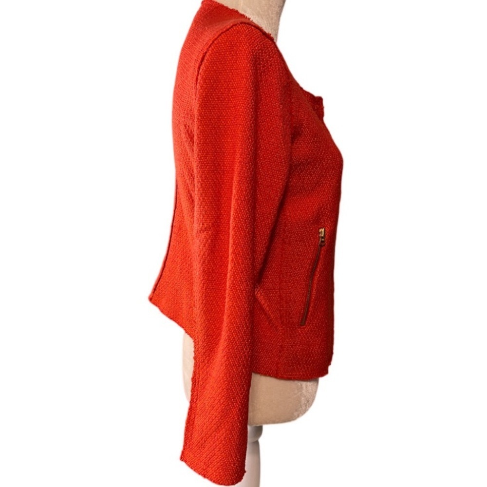 Club Monaco Tweed Snap Front Blazer Jacket Orange Size 6 - Picture 3 of 11